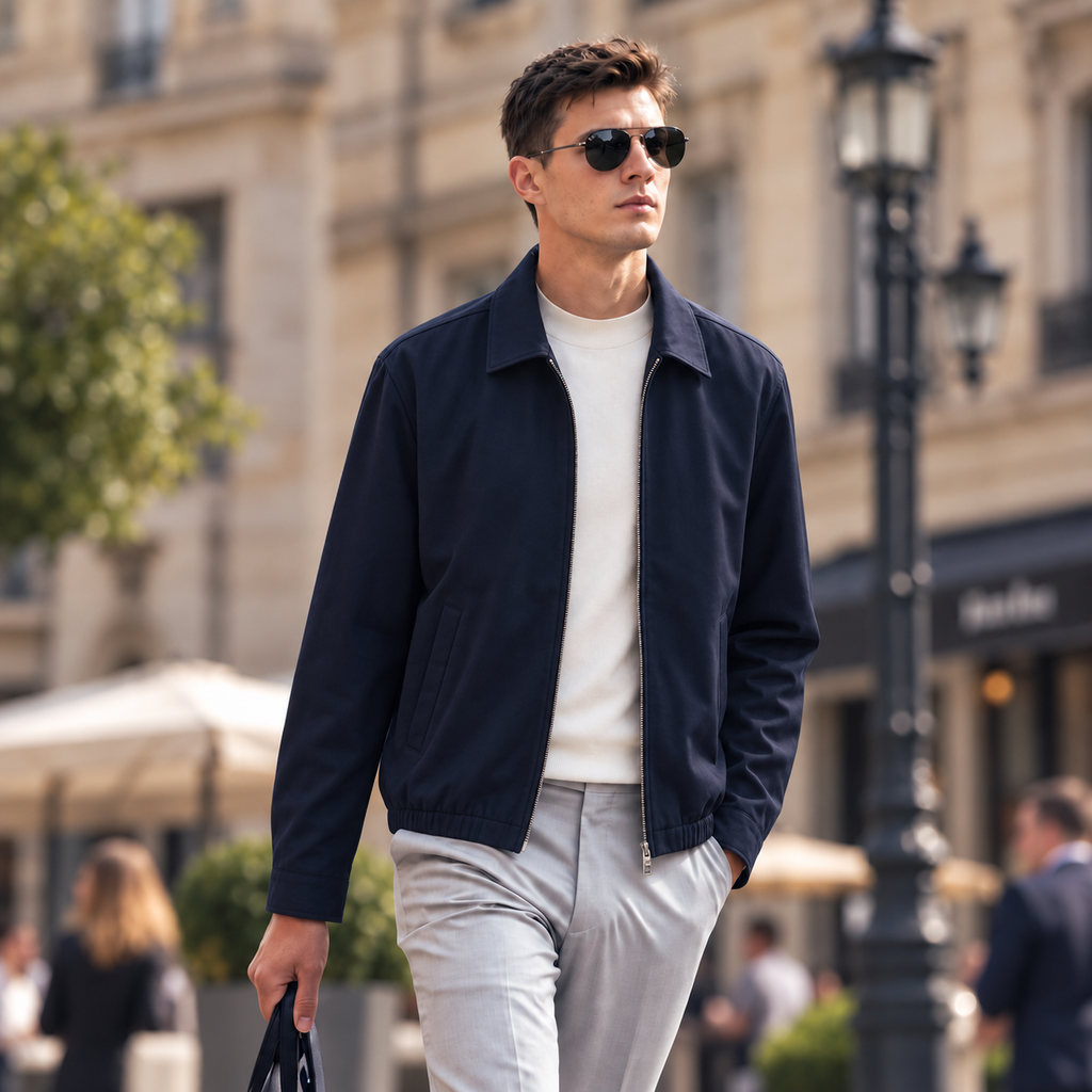 Lightweight Cotton Blend Men’s Casual Overshirt Jacket, Wrinkle Resistant Minimal Everyday Outer Layer