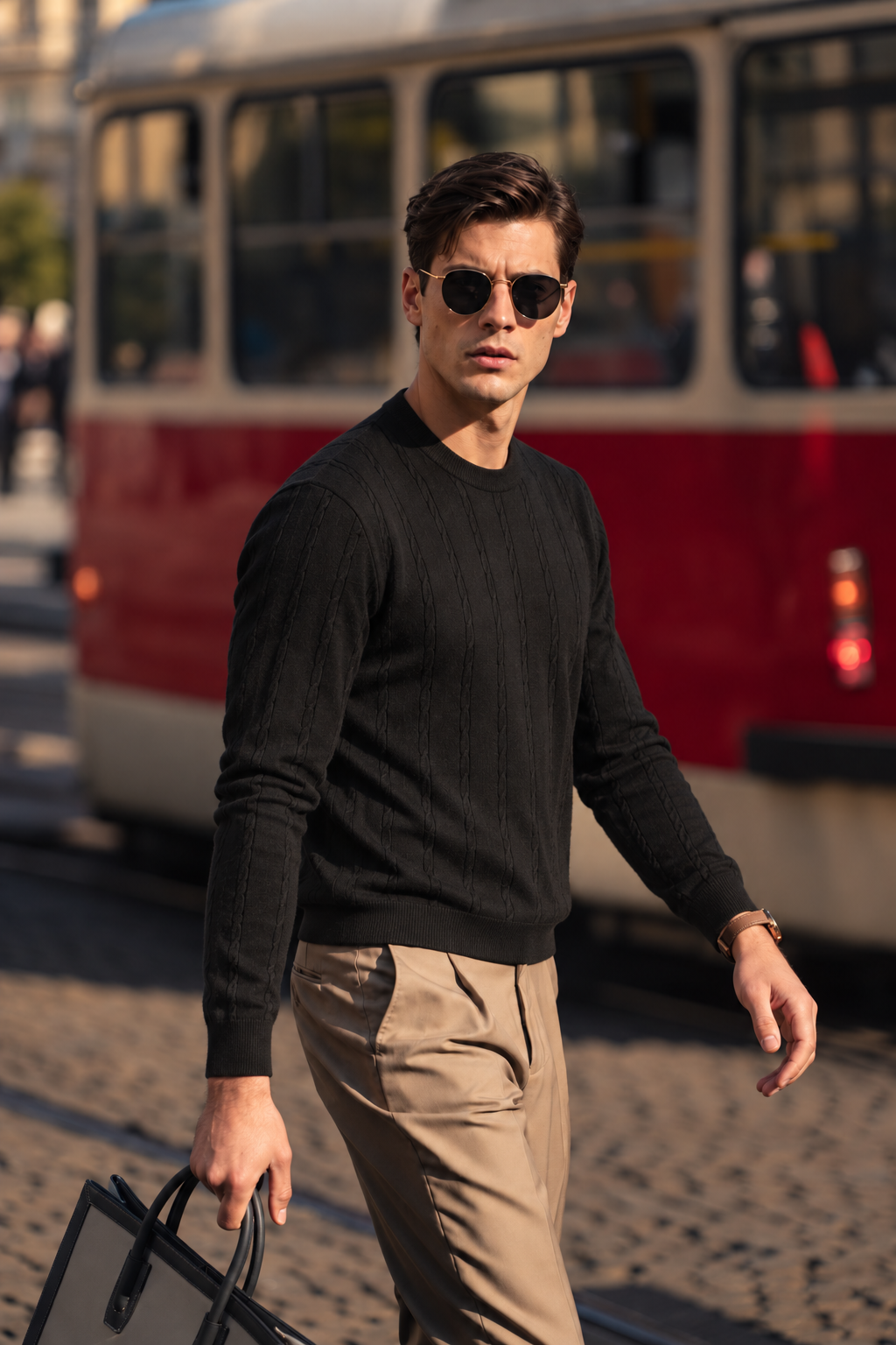 Pure Wool Textured Crewneck Knit Sweater