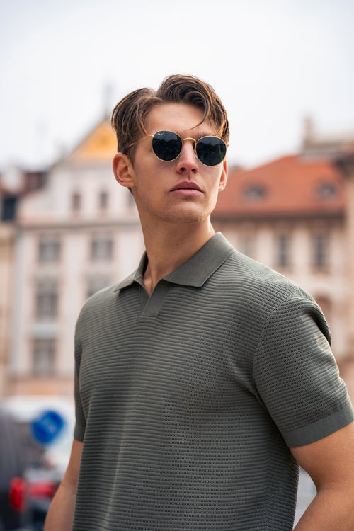 Relaxed Open-Collar Knit Polo