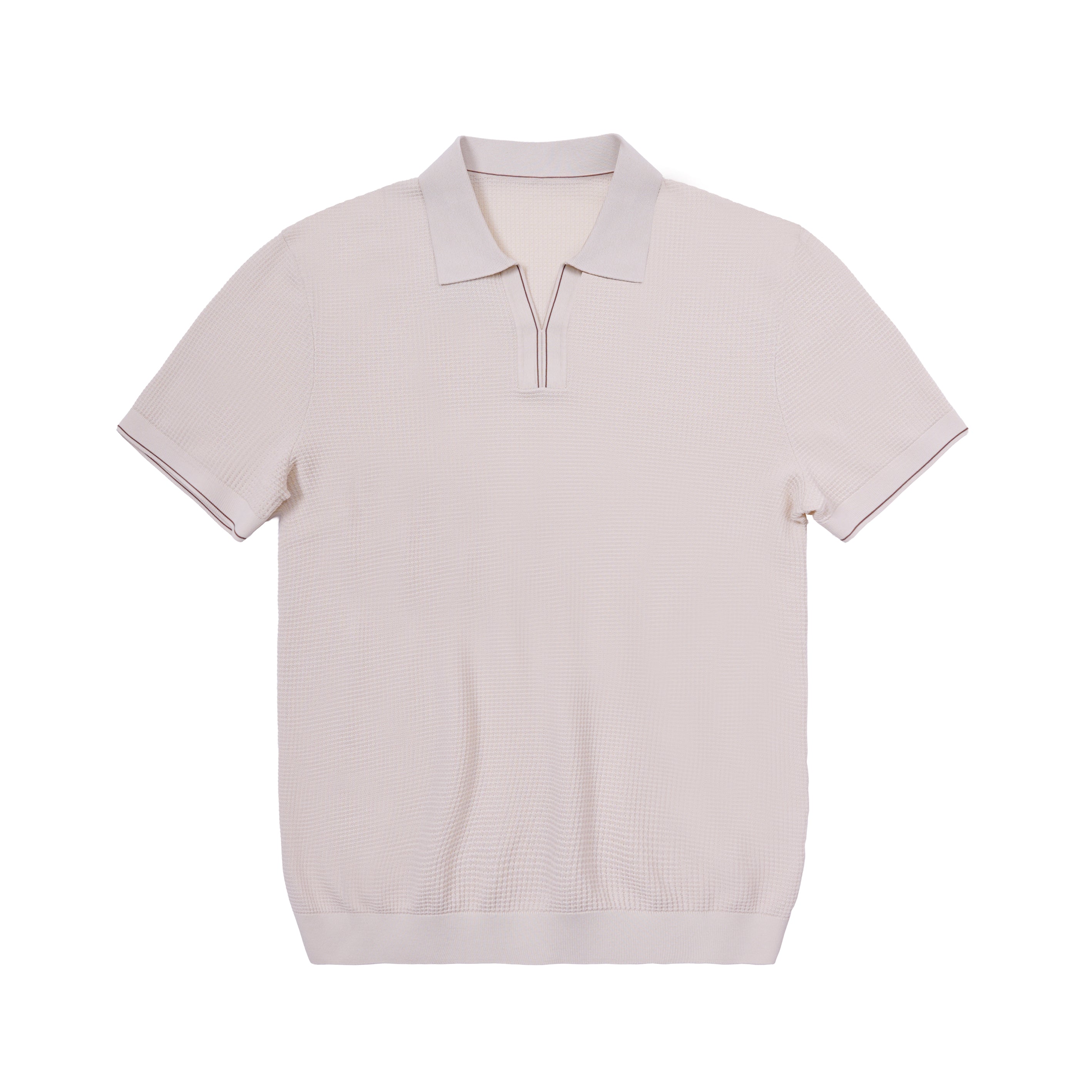 Textured Open-Collar Knit Polo