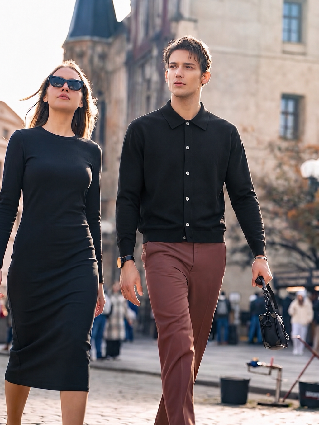 Herren-Cardigan mit Polokragen und Knopfleiste aus 100 % Merinowolle