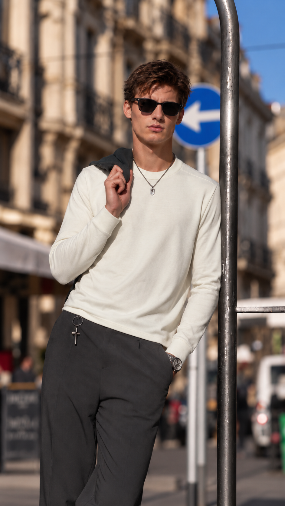 Luxe Cotton Modal Spandex Blend Men’s Long Sleeve Crew Neck Top, Silky Smooth Stretch Breathable Everyday Layering Essential