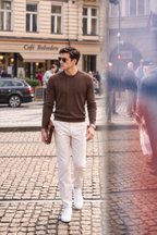 Pure Wool Textured Crewneck Knit Sweater