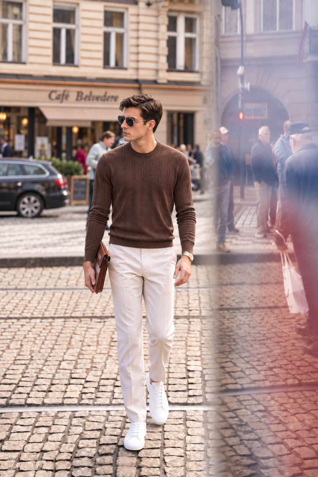 Pure Wool Textured Crewneck Knit Sweater