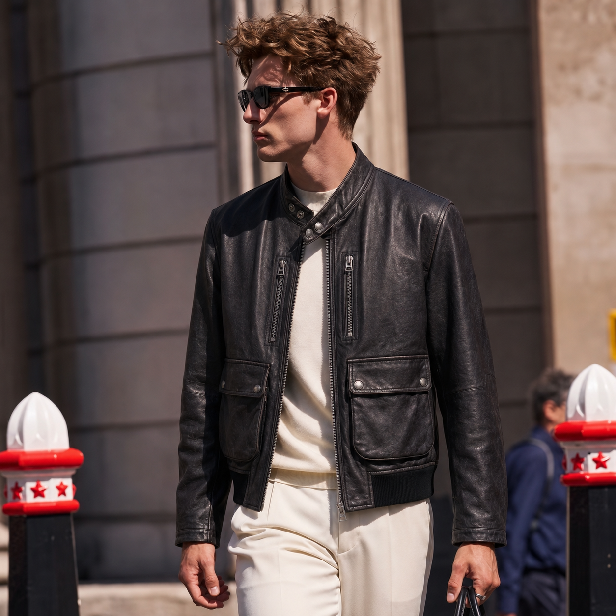 Lambskin Leather Utility Jacket