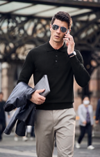 Wool-Cashmere Long-Sleeve Polo