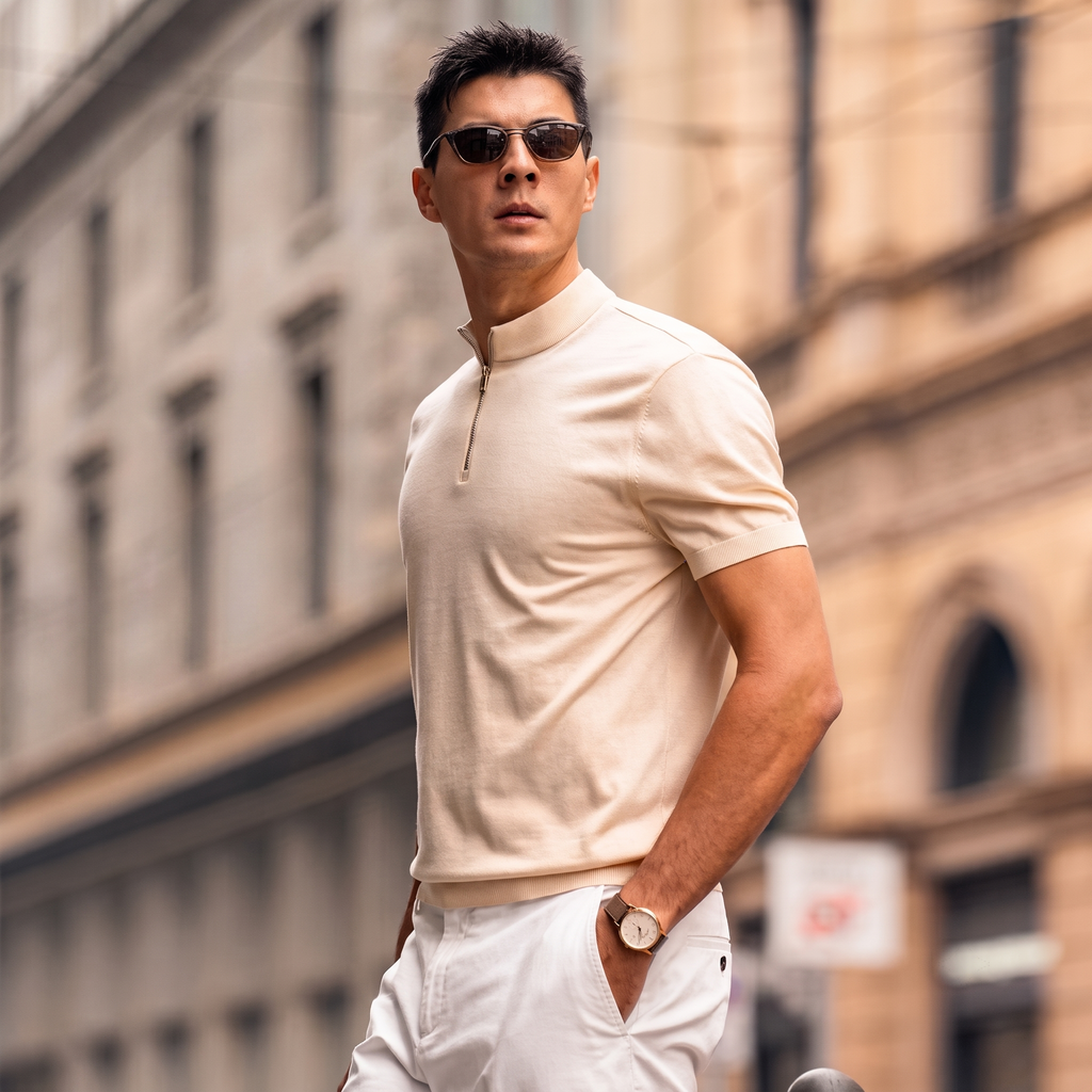 Minimal Layered Zip Neck High-End Polo