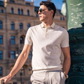 Thin Dark Trim Collar Three Button Luxury Polo