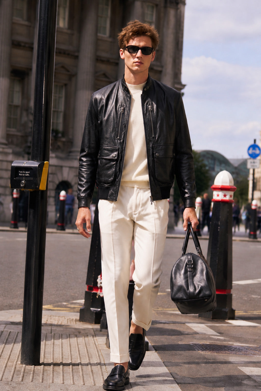 Lambskin Leather Utility Jacket