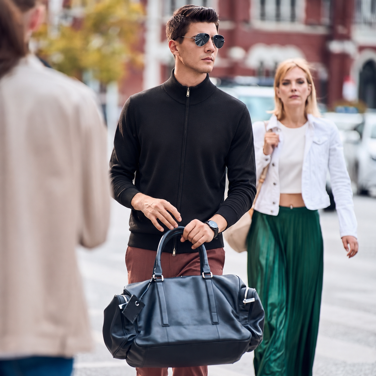 Premium Quiet‑Luxury Men Full‑Zip Mock Neck Sweate