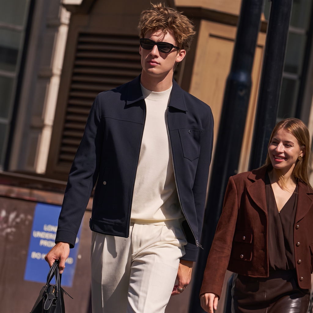 Lapel Zip Workwear Jacket with Chest Pocket