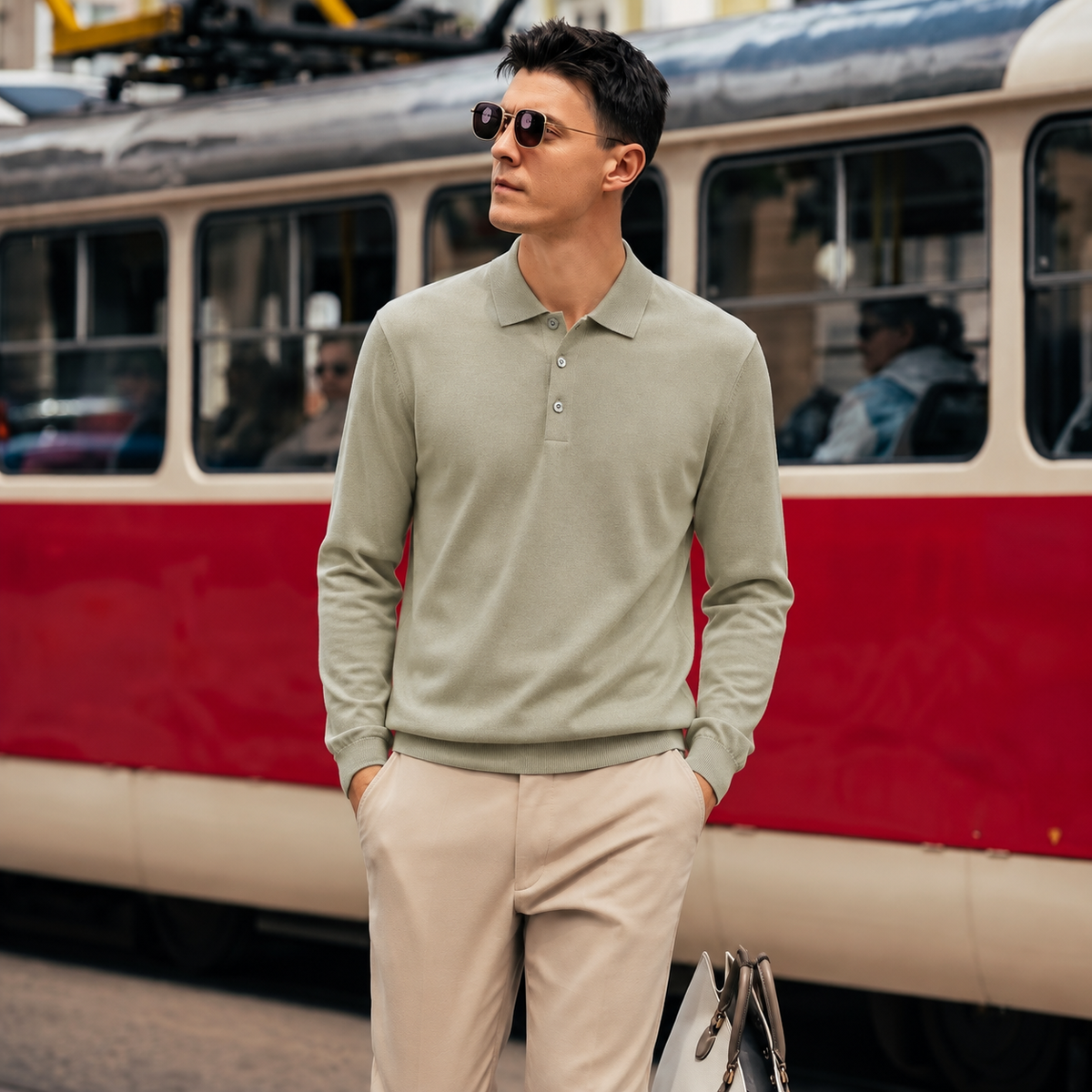 Wool-Cashmere Long-Sleeve Polo