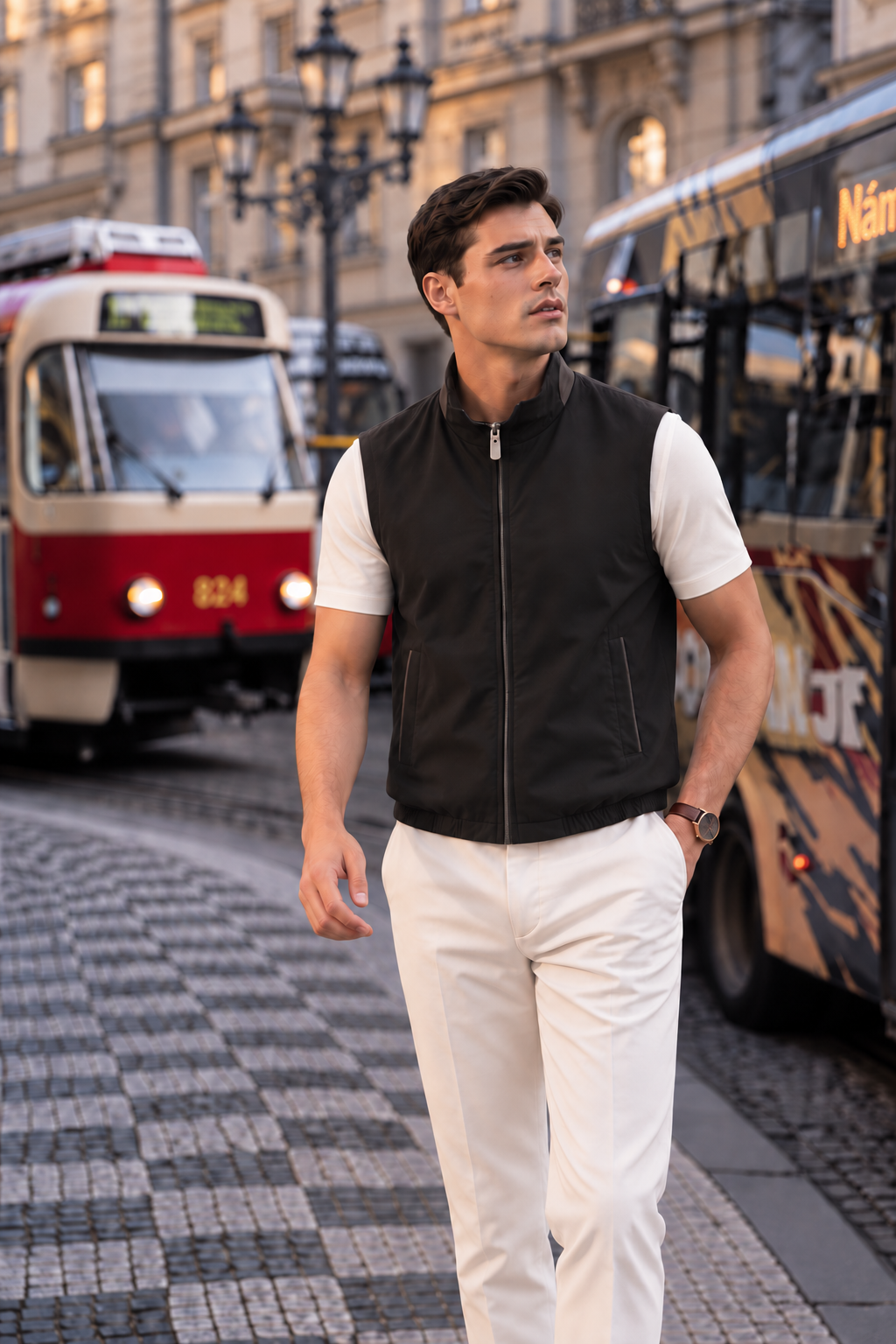 Reversible Wool-Blend Lightweight Zip Vest