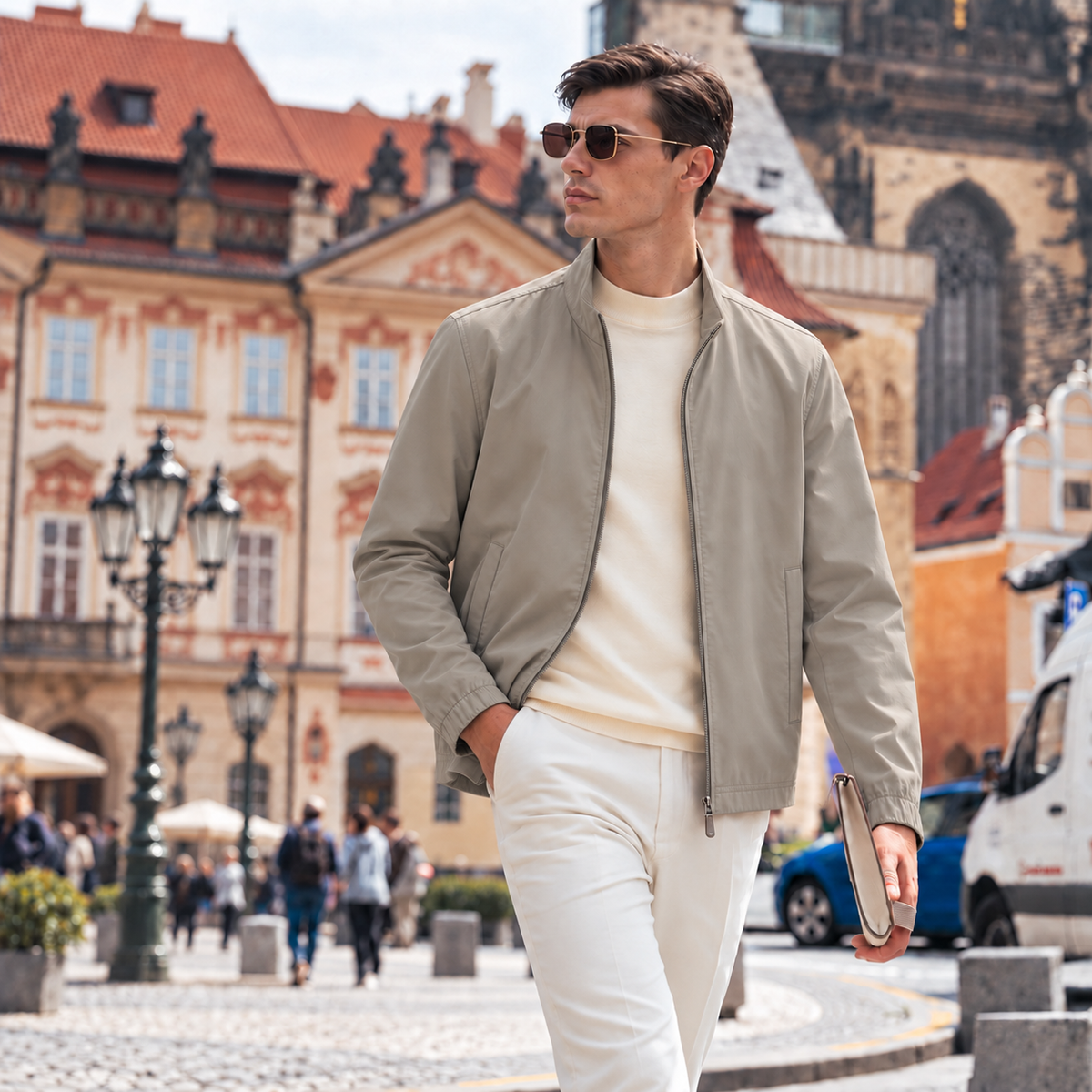 Reversible Wool-Blend Lightweight Bomber Jacket