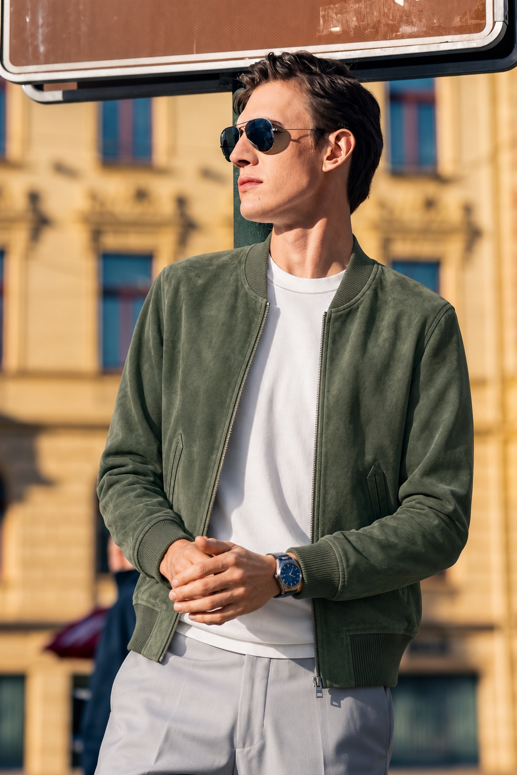 Suede Bomber Jacket