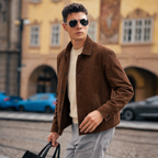 Suede Leather Shirt Jacket
