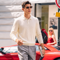 100% Merino Wool Cable-Knit Polo Sweater