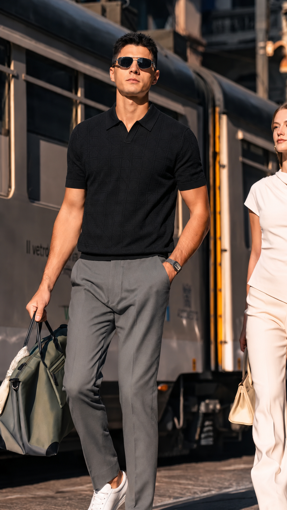 Cotton-Silk Textured Knit Polo