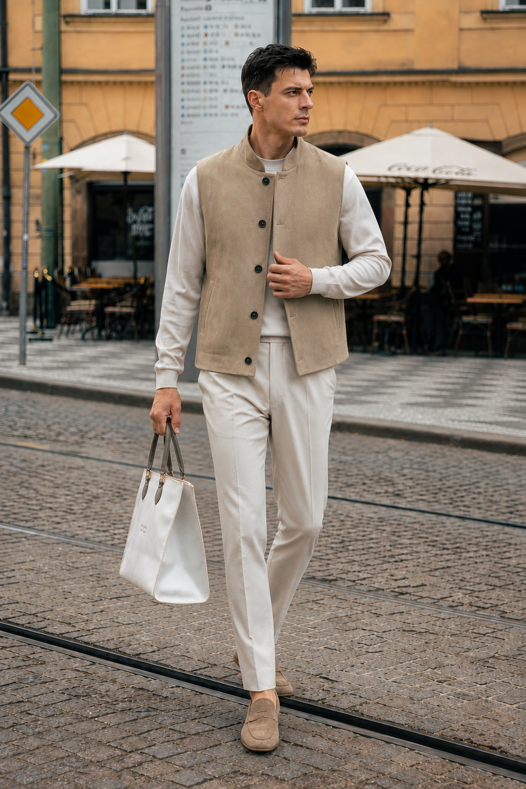 Suede Stand-Collar Vest