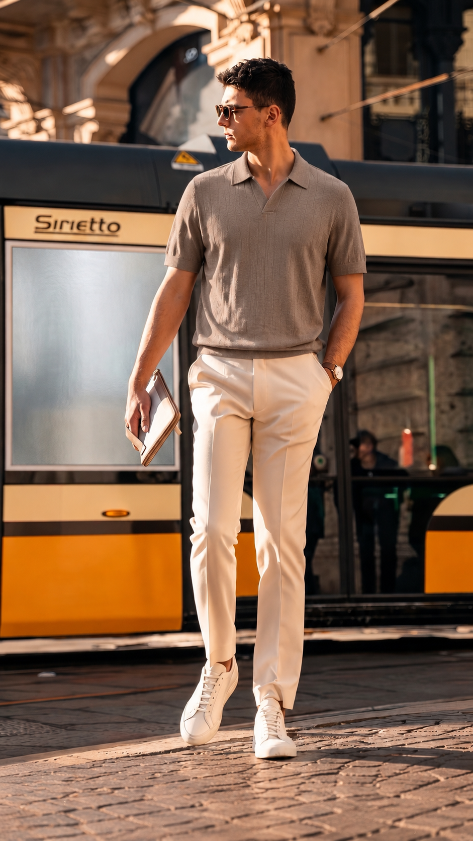 Cotton-Silk Open Collar Knit Polo