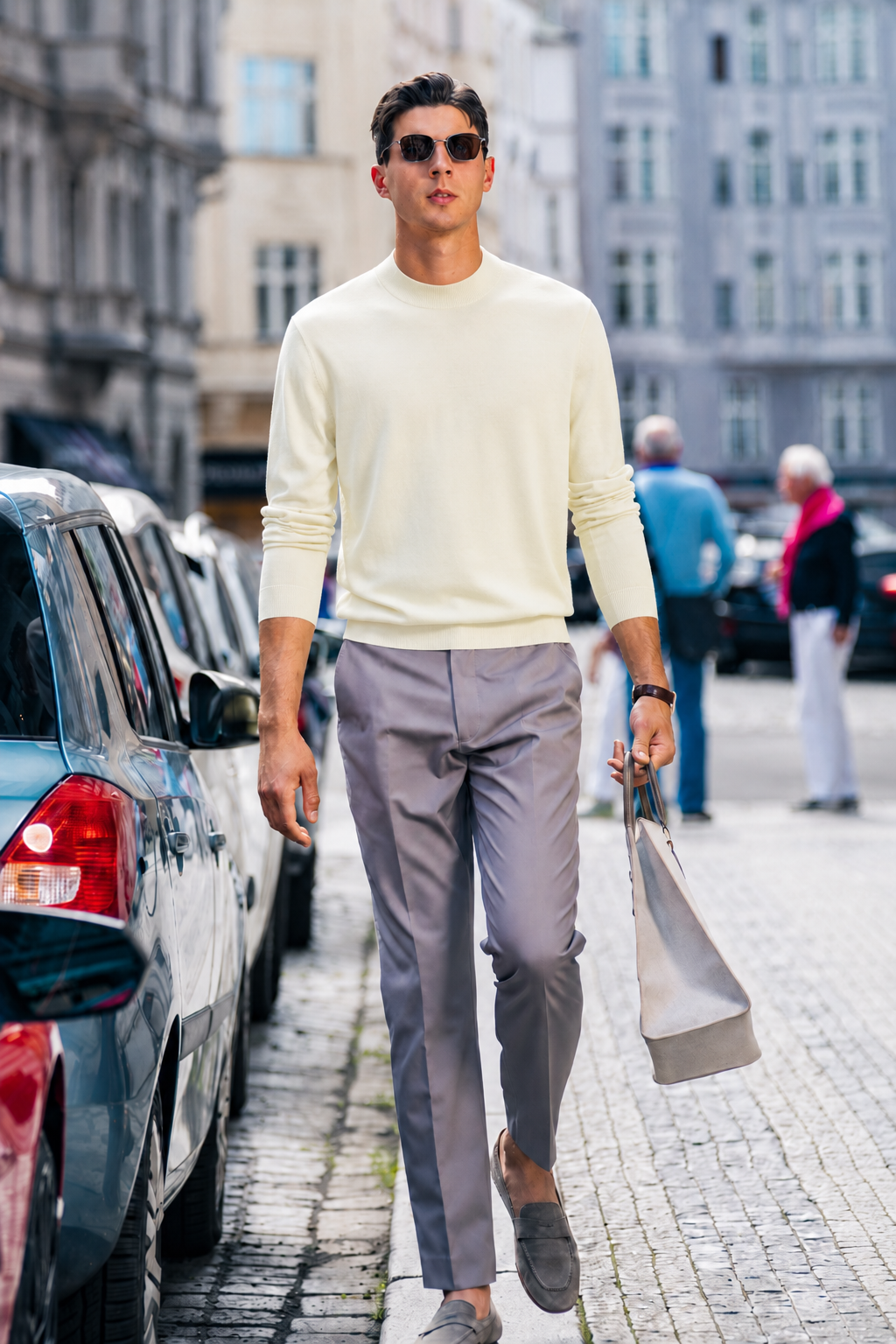 100% Merino Wool Mock Neck Sweater for Men | Soft Premium Knit Pullover