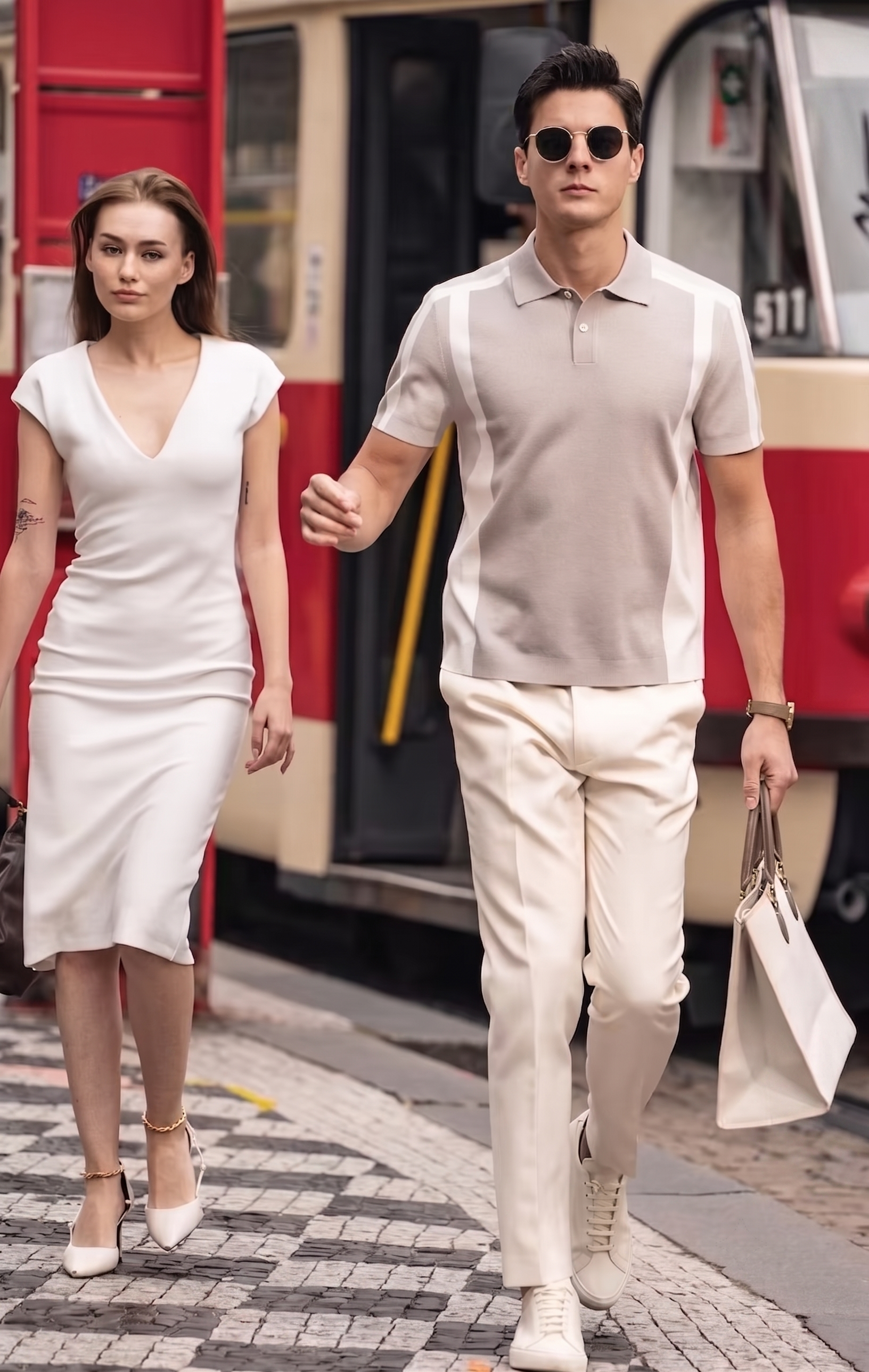 Italian Slim Fit One Button Spliced Short Sleeve Polo