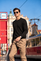Pure Wool Textured Crewneck Knit Sweater