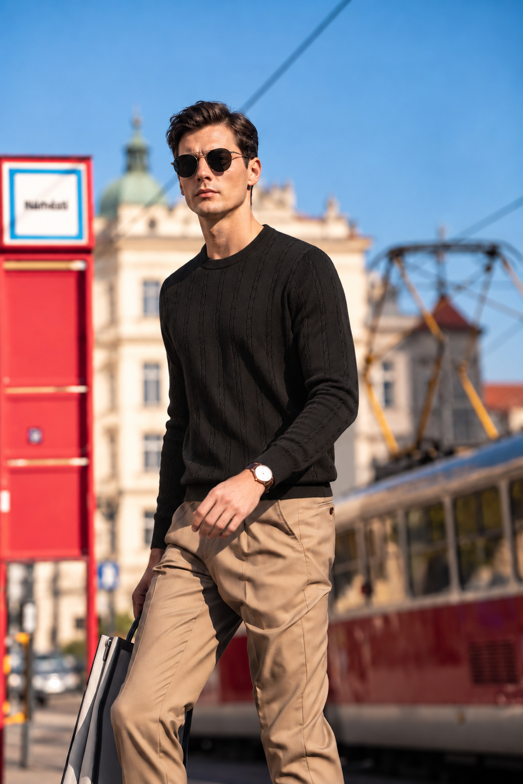 Pure Wool Textured Crewneck Knit Sweater