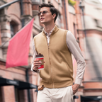 Stand Collar Zip Wool Knit Vests