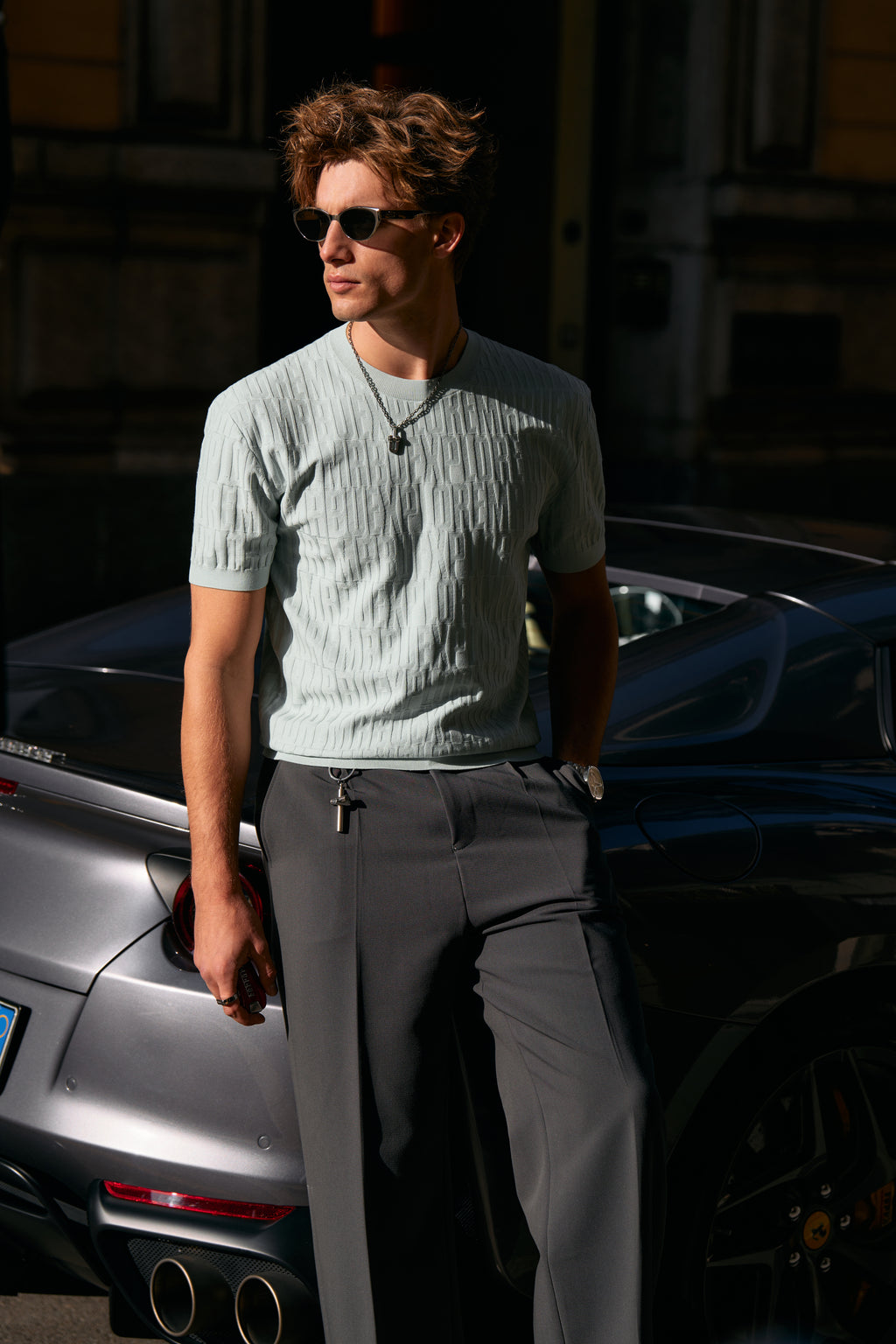 Jacquard Texture Knit T-Shirt