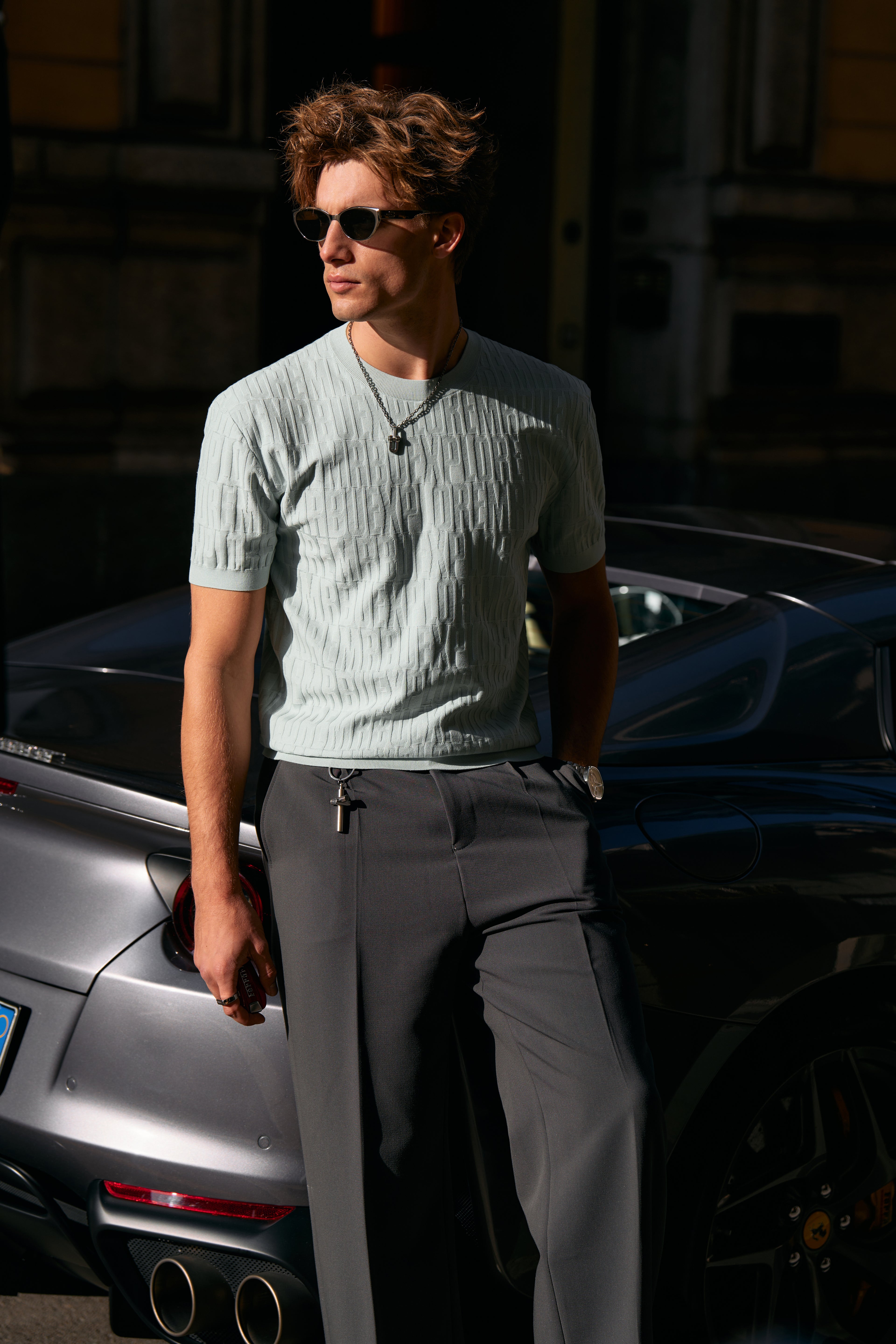 Jacquard Texture Knit T-Shirt