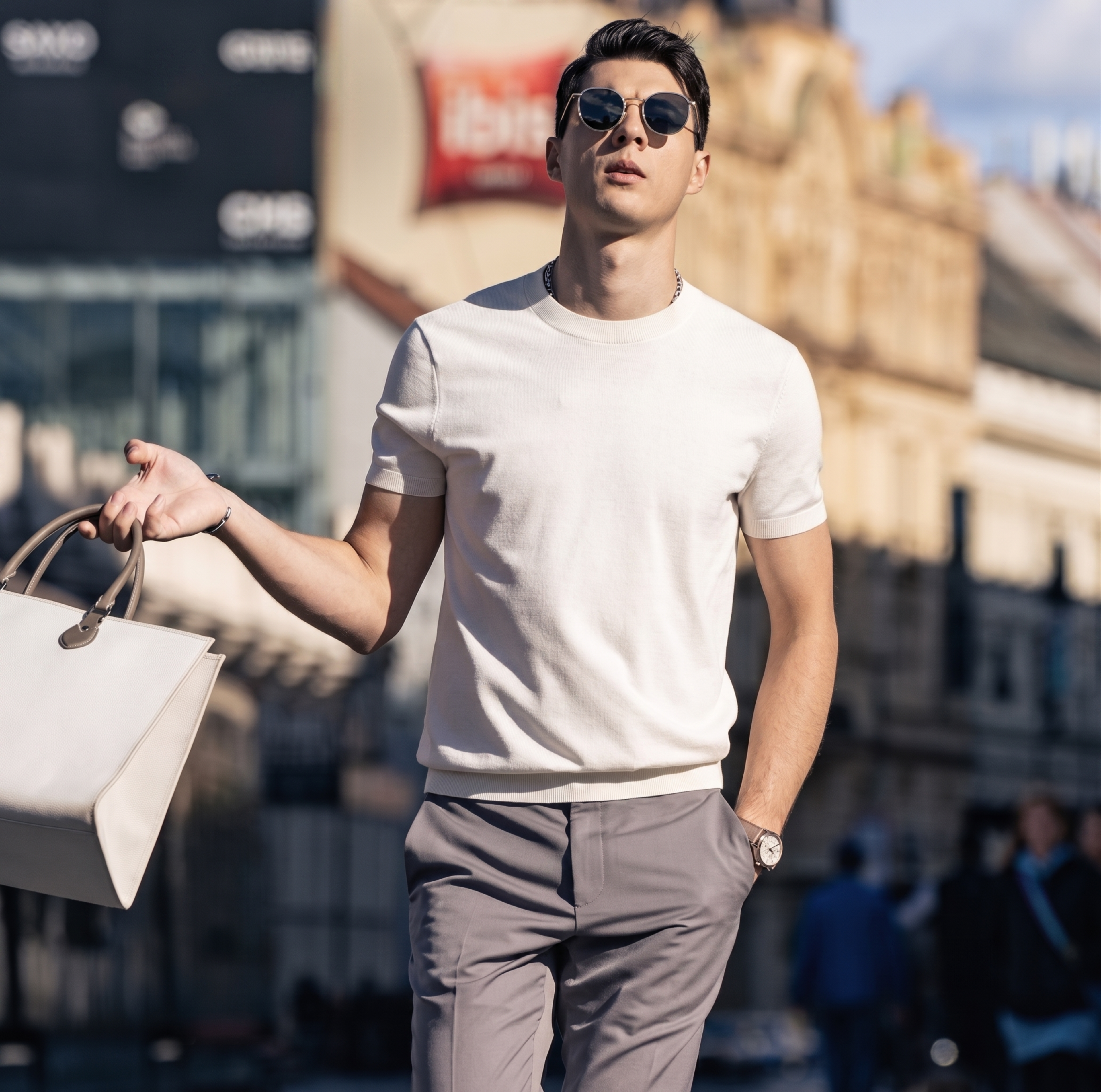 Quiet Luxury Plain Crew Neck Urban T-Shirt