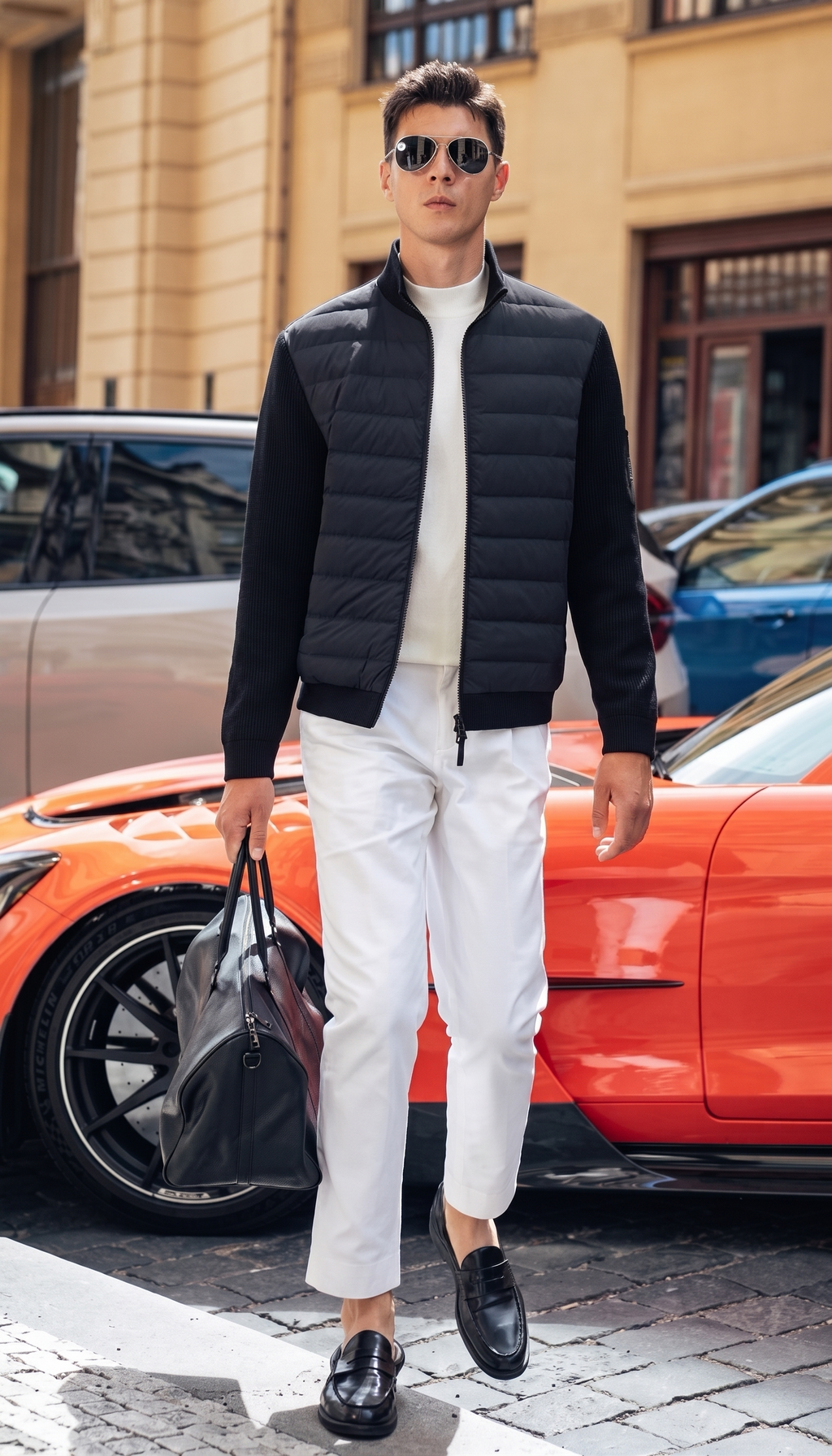 Stand Collar Spliced Light Down Jackets