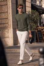 Luxe Cotton Modal Spandex Blend Men’s Long Sleeve Crew Neck Top, Silky Smooth Stretch Breathable Everyday Layering Essential