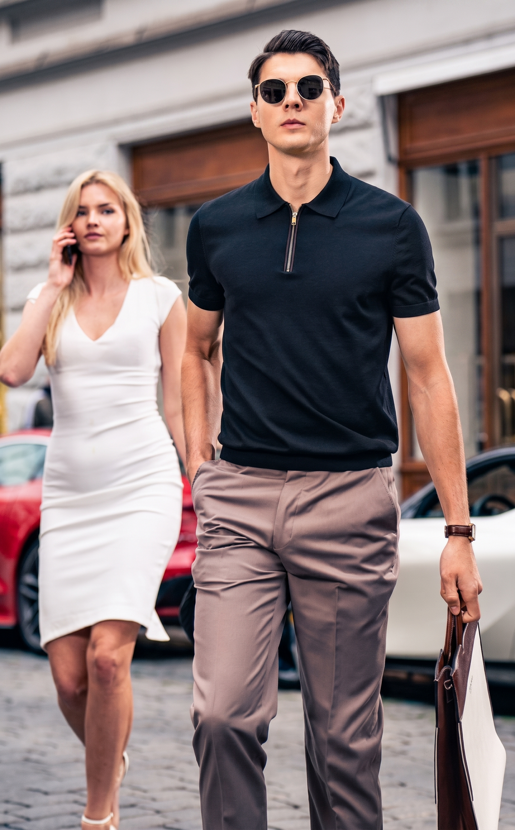 Minimal Metal Zip Collar Gentleman Urban Polo