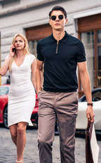 Minimal Metal Zip Collar Gentleman Urban Polo
