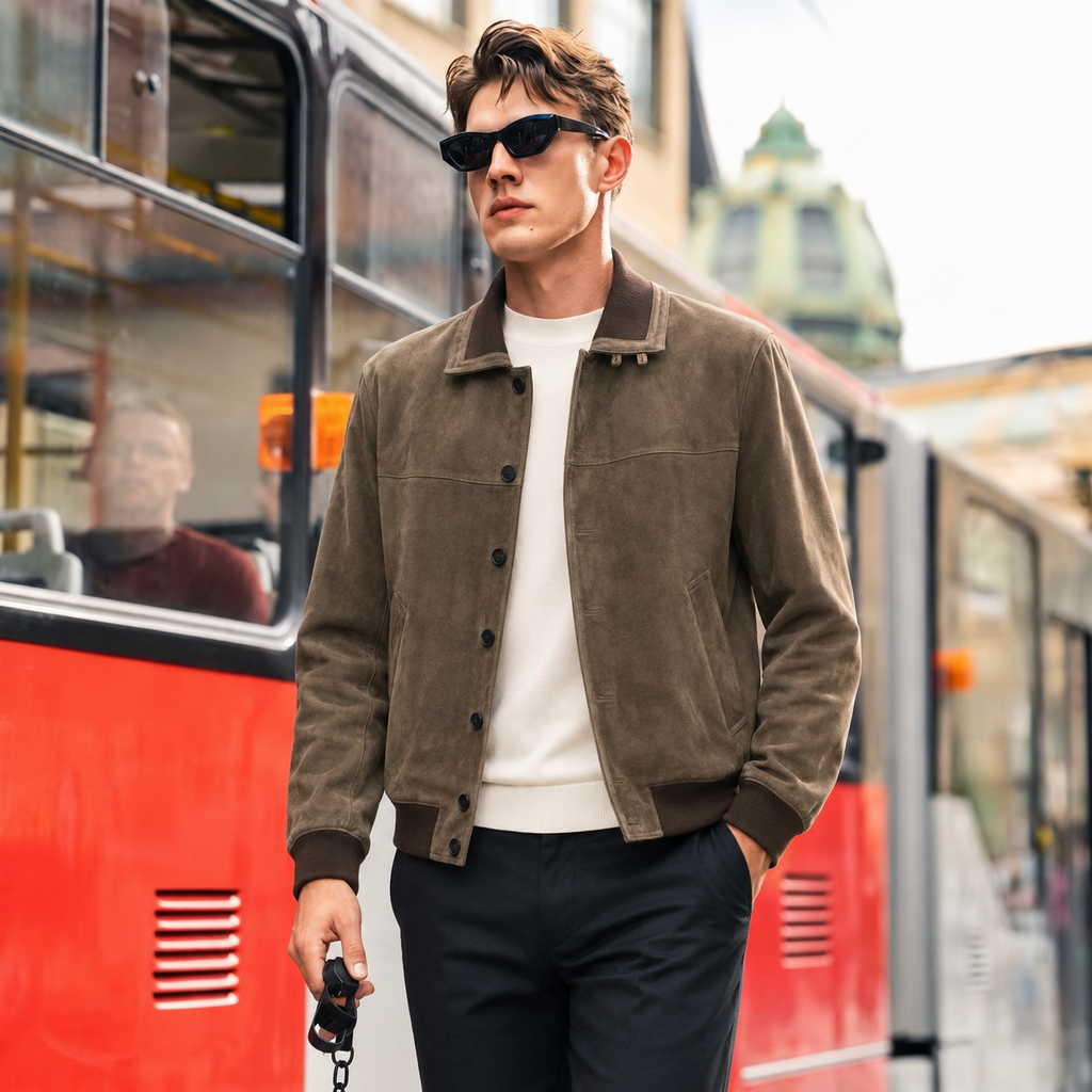 Suede Ribbed Blouson Jacket
