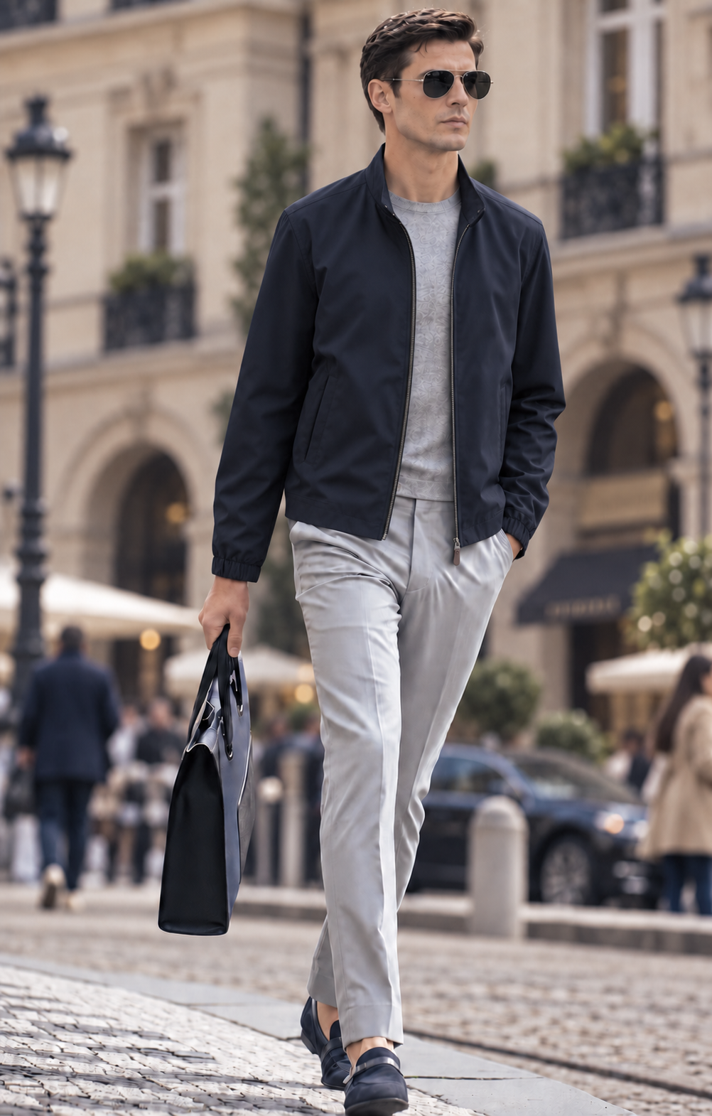 Reversible Wool-Blend Lightweight Bomber Jacket