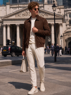 Suede Leather Zip Jacket