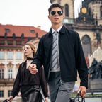 Flat Lapel Full Zip Business Short Jacket