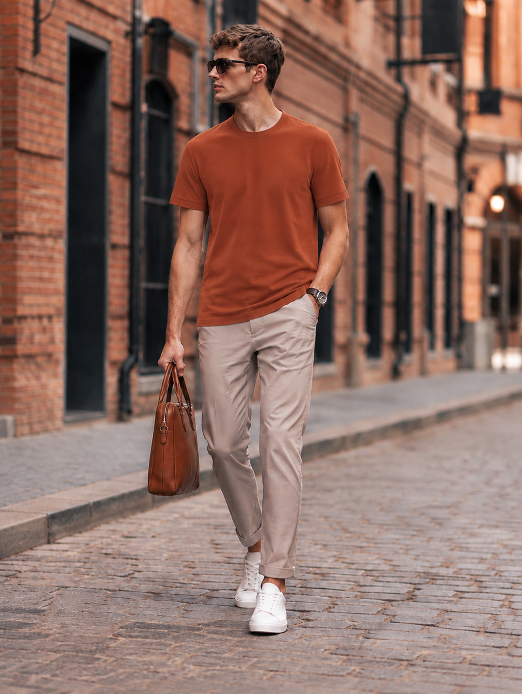 Boveme Men's Crew Neck Short Sleeve T-Shirt, Premium Cotton Modal and Spandex Blend, Soft Stretch Understated Quiet Luxury Everyday Basic Top