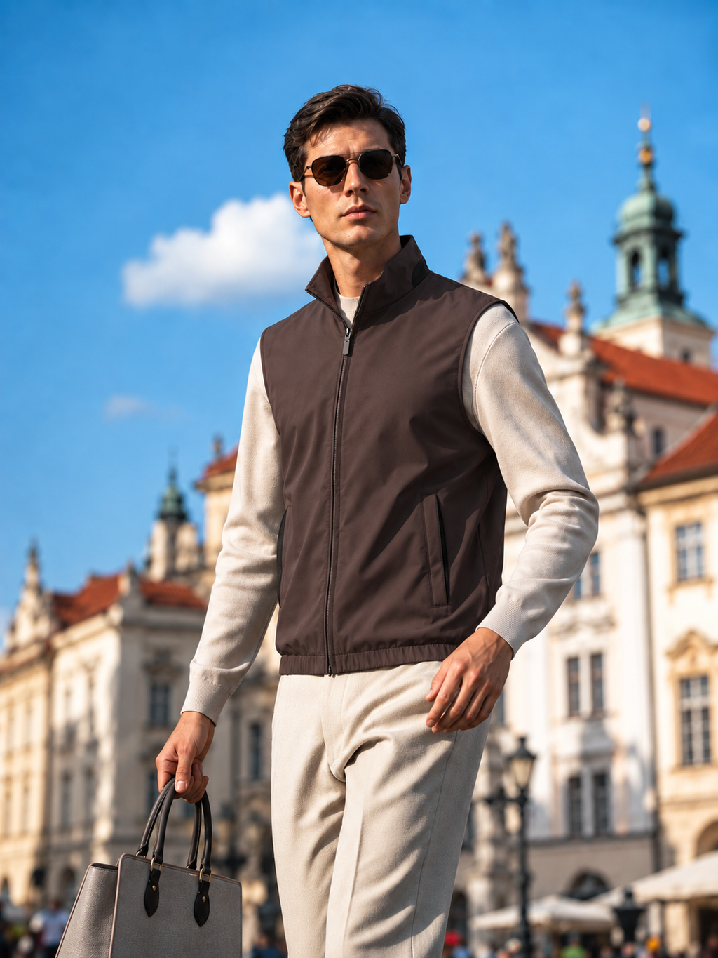 Reversible Wool-Blend Lightweight Zip Vest