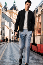 Suede & Wool-Knit Blouson Jacket