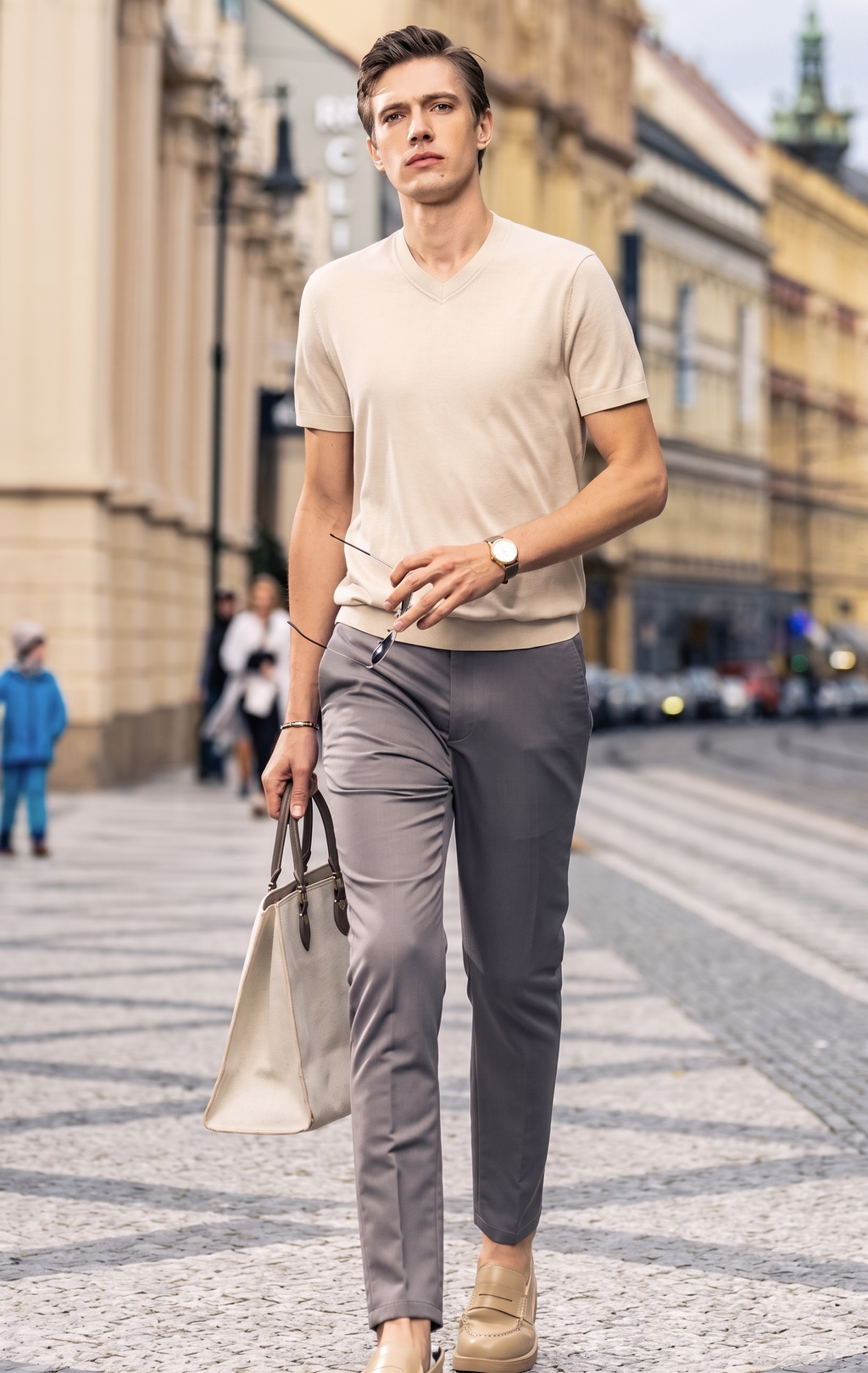 Quiet Luxury Clean V-Neck Urban T-Shirt