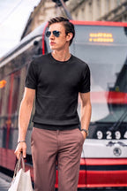 Textured Stripe Cotton Knit T-Shirt