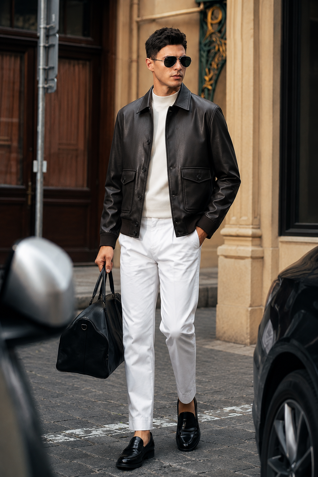 Goatskin Leather Blouson Jacket