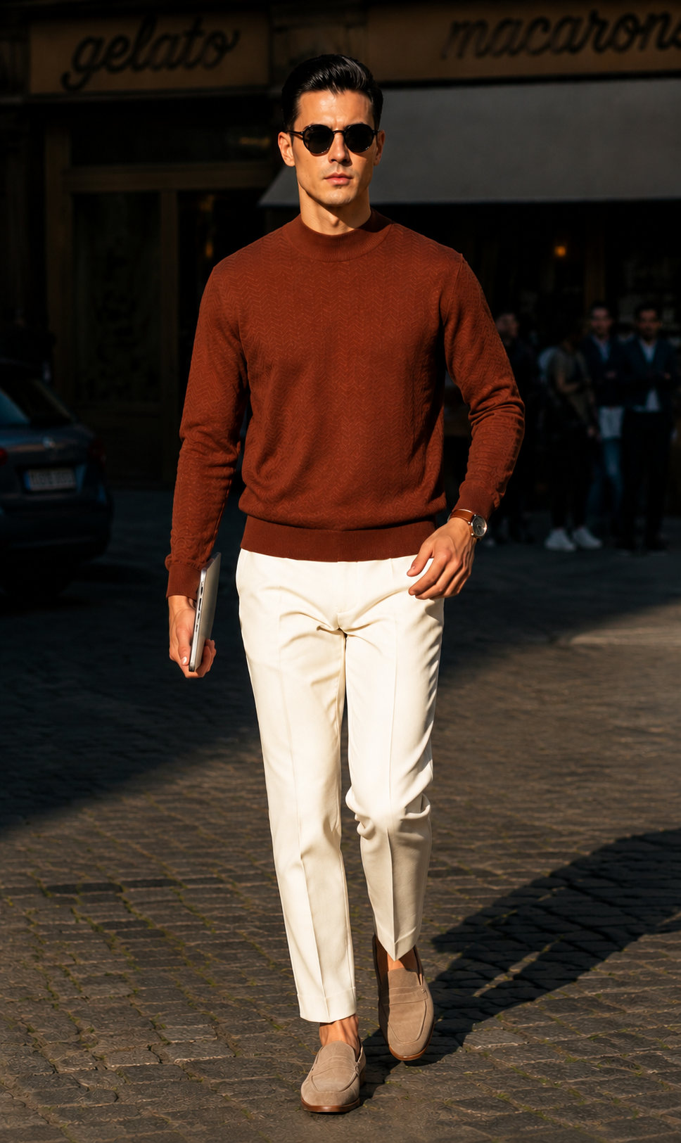 100% Merino Wool Textured Crewneck Sweater