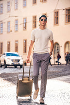 Jacquard Openwork Knit Crewneck T-Shirt