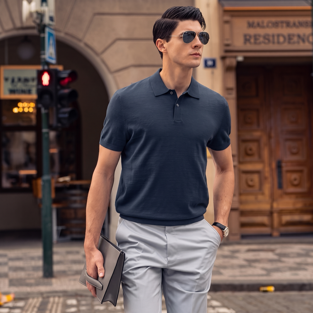 Soft Knit Fabric High-End Daily Casual Merino Wool polo