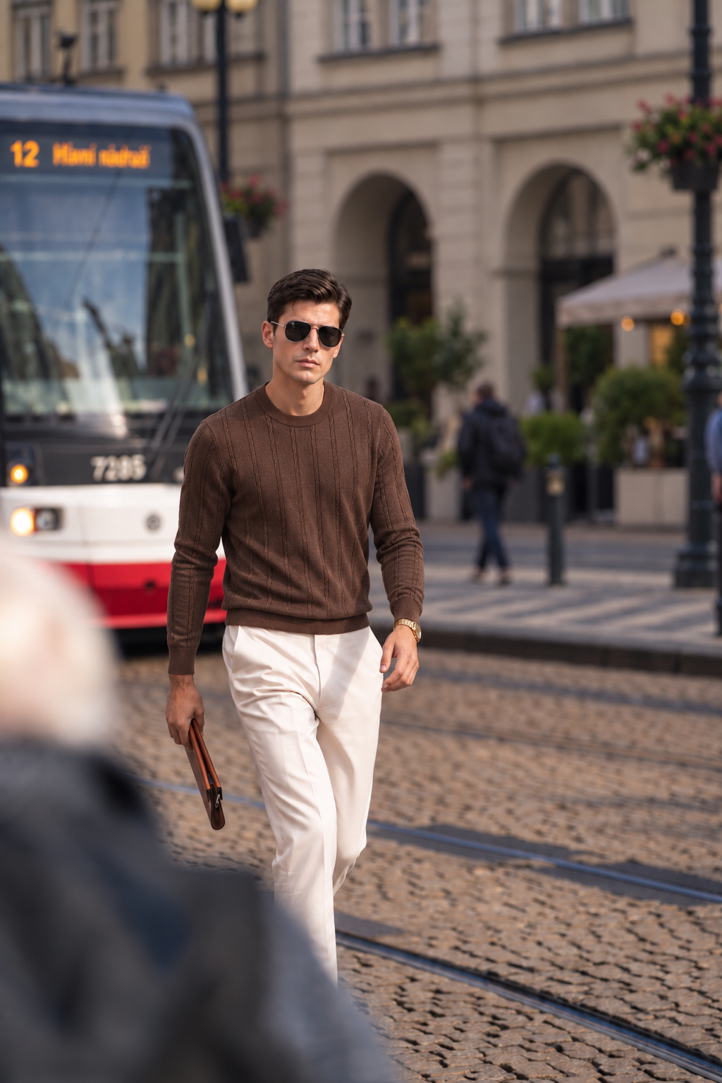 Pure Wool Textured Crewneck Knit Sweater